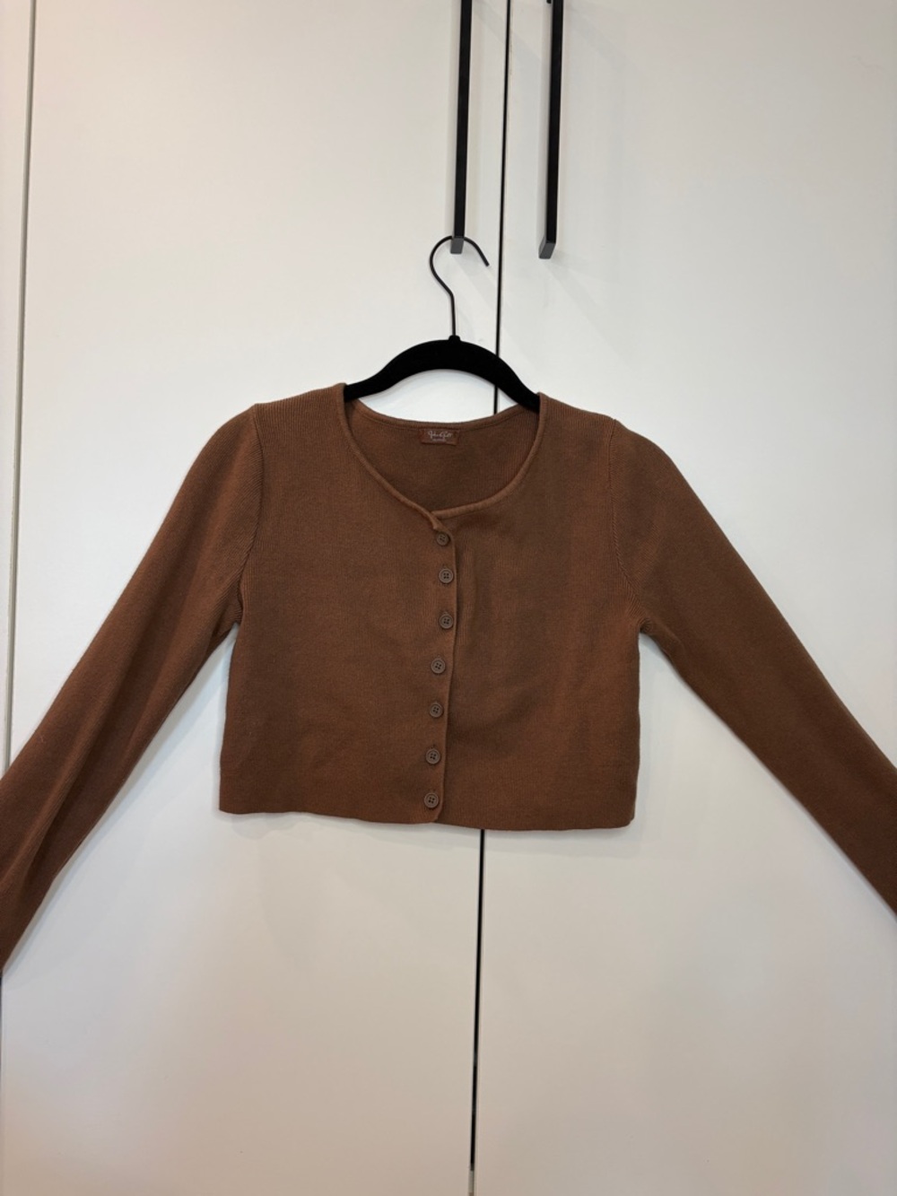 Brandy Melville/ John Galt Cropped Brown Button-Front Cardigan